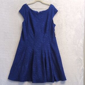 Danny & Nicole Women's‎ Cobalt Blue Knit Short Sleeve Flared Dress Size 18